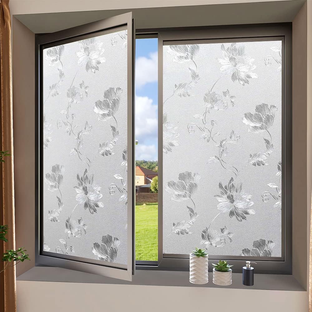 Window Film, Decorative Window Privacy Film, 3D Stained Glass Window Sticker,Anti-UV Sun Blocker Heat Control for Home