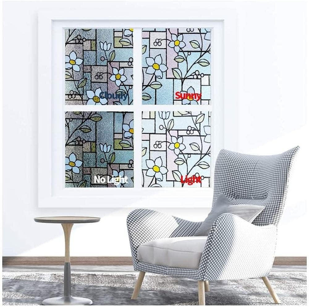 Stained Glass Window Film, Window Clings, Window Privacy Film Clings 3D Decorative Colorful Glass Decals