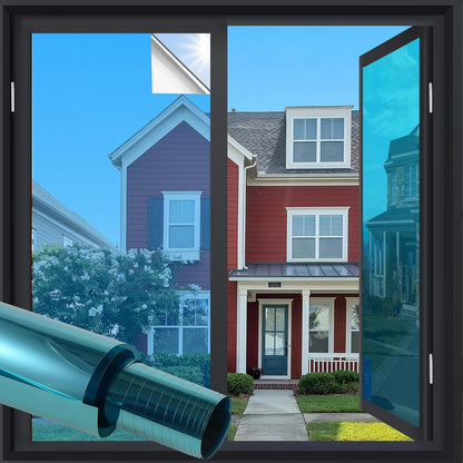 One Way Window Film Daytime Privacy Mirror Effect Reflective Window Tint for Home Self Adhesive UV Sun Blocking Heat Control Glass Door Films