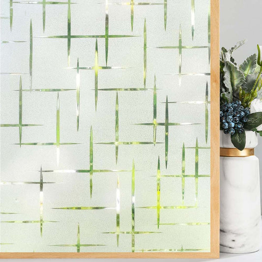 Window Privacy Film Decorative Frosted Glass Window Film, Sun Blocking Stained Glass Clings, Static Cling Removable Stickers for Home Door Coverings