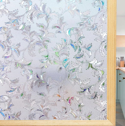 Window Privacy Film, Cling Privacy Sticker, Stained Glass Window Film, Removable Anti-UV Window Cling Vinyl 3D Decals for Home Decor