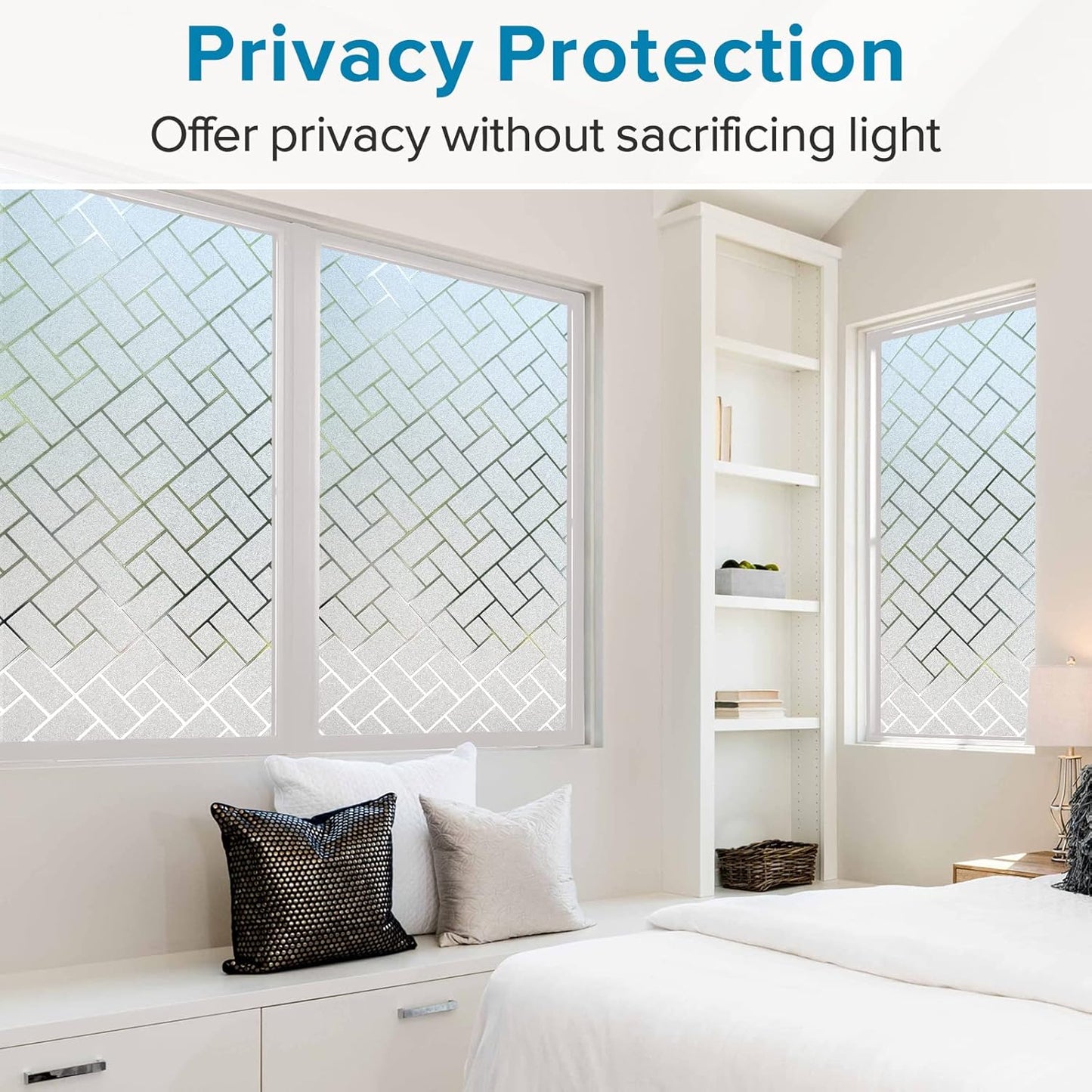 Window Privacy Film Frosted Glass Window Film, Heat Blocking Privacy Film for Glass Windows,Brick