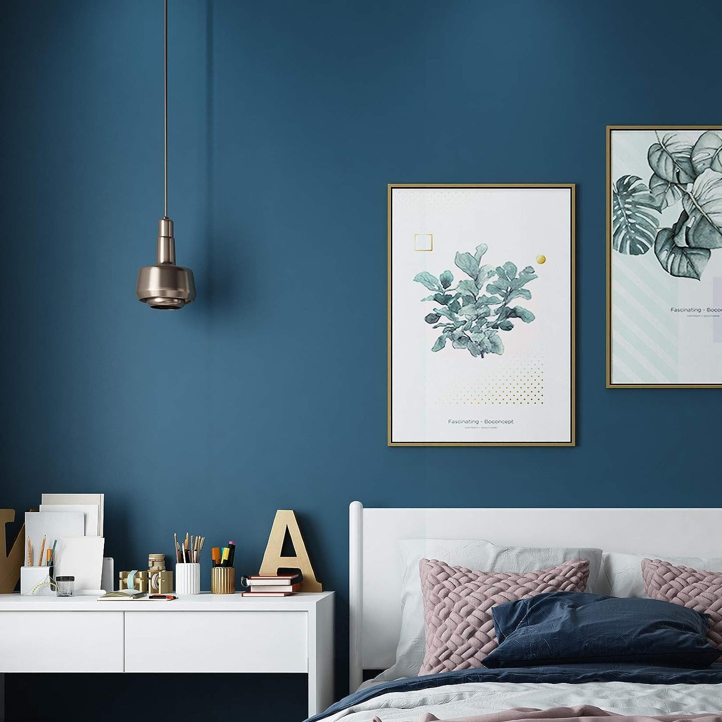 Blue Peel and Stick Wallpaper Contact Paper for Cabinets and Drawers, Self Adhesive Removable Vinyl Film Wallpaper for Bedroom Decorative Table and Wall Reform