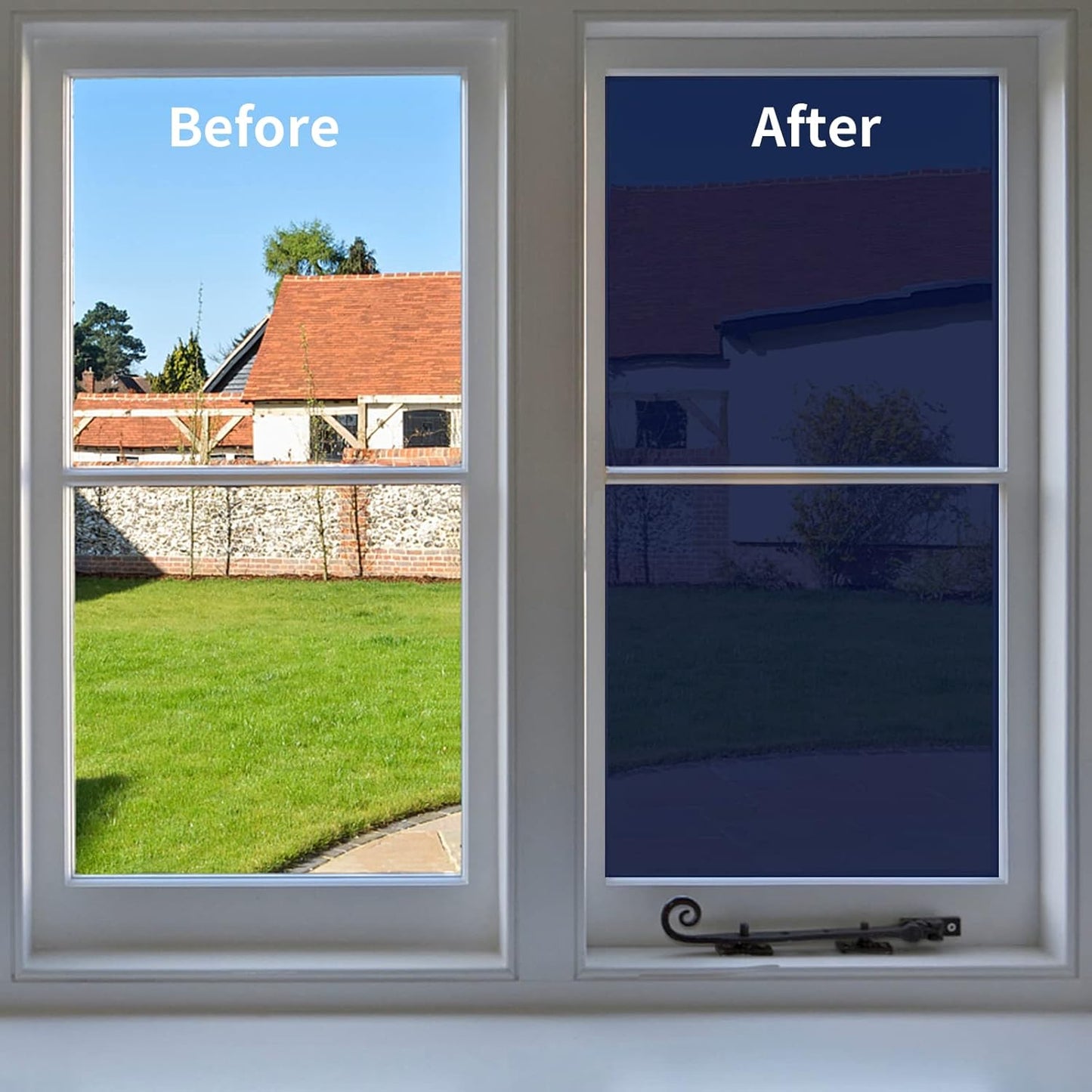 One Way Window Privacy Film Tint for Home, Sun Heat UV Blocking Control Reflective Adhesive Mirror Tint See Out Not in Office Door Covering,Ink Blue