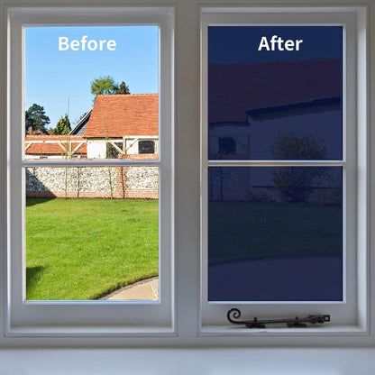 One Way Window Privacy Film Tint for Home, Sun Heat UV Blocking Control Reflective Adhesive Mirror Tint See Out Not in Office Door Covering,Ink Blue