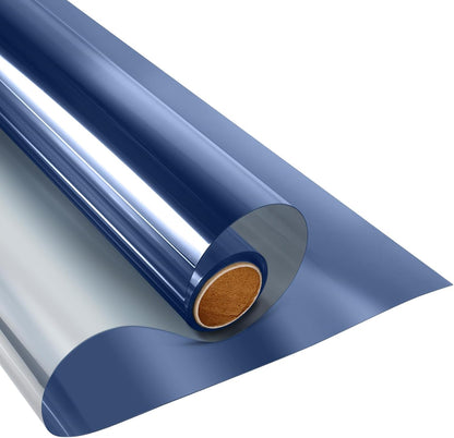 Window Privacy Film One Way Daytime Privacy Sun Blocking Anti UV Reflective Window Tint for Home and Office,Blue