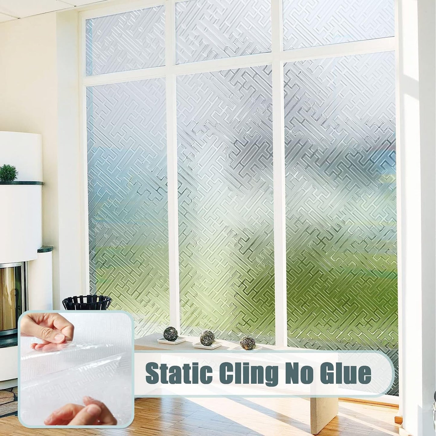 Glass Window Film, Window Privacy Film, Frosted Window Vinyl, 3D Decorative Decals,Geometry