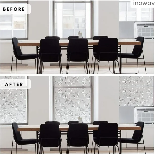 Window Privacy Film, Cling Privacy Sticker, Stained Glass Window Film, Removable Anti-UV Window Cling Vinyl 3D Decals for Home Decor