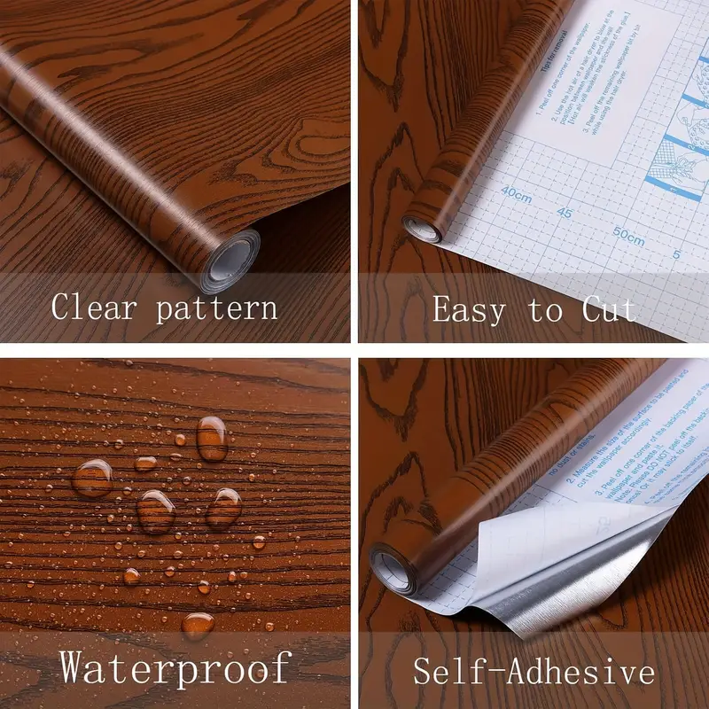 Wood Grain Peel and Stick Vinyl Wallpaper Waterproof, 24Inch x 78Inch Renovation for Home,Furniture