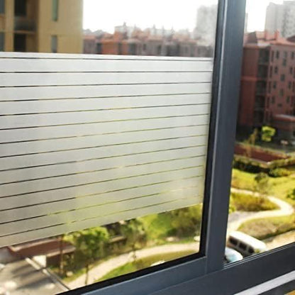 Window Privacy Film – Frosted Stripe Semi-Private Decorative Tint for Office, Door, Home Use, No Glue Removable Design