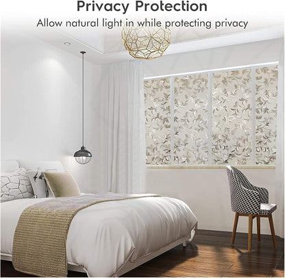 Window Privacy Film, Cling Privacy Sticker, Stained Glass Window Film, Removable Anti-UV Window Cling Vinyl 3D Decals for Home Decor