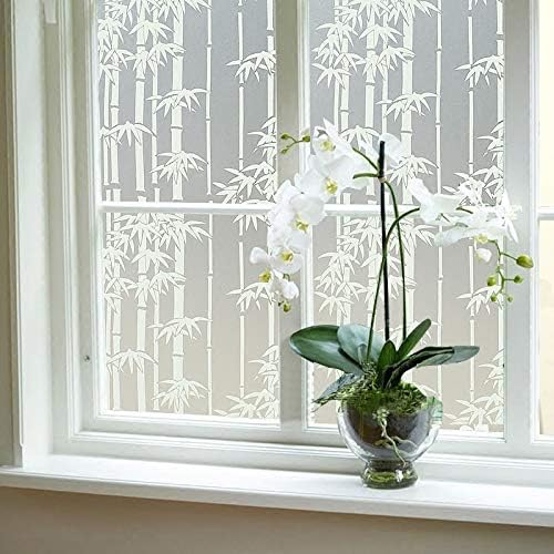 Window Privacy Film Frosted Glass Window Film, Heat Blocking Privacy Film for Glass Windows,Bamboo design