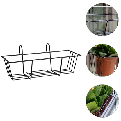 Railing Planter Holders Round Iron Hanging Fence Pot Basket, Over The Rail Indoor Outdoor Plant