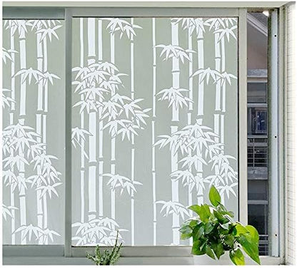 Window Privacy Film Frosted Glass Window Film, Heat Blocking Privacy Film for Glass Windows,Bamboo design