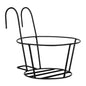Black Round Metal Hanging Railing Planters, Wire Pot Holder Plants Hangers Black Potted Stand