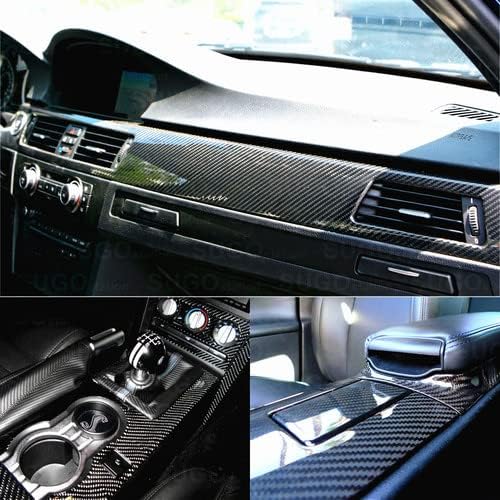 Carbon Fiber Vinyl Wrap, 5D Gloss Black Vinyl Wrap for Car, Self Adhesive Car DIY Interior Exterior