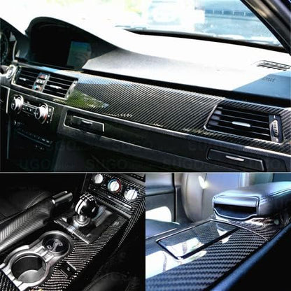 Carbon Fiber Vinyl Wrap, 5D Gloss Black Vinyl Wrap for Car, Self Adhesive Car DIY Interior Exterior