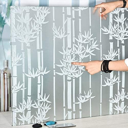 Window Privacy Film Frosted Glass Window Film, Heat Blocking Privacy Film for Glass Windows,Bamboo design