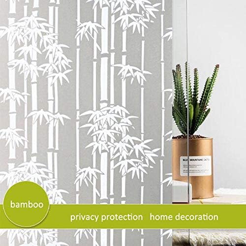 Window Privacy Film Frosted Glass Window Film, Heat Blocking Privacy Film for Glass Windows,Bamboo design