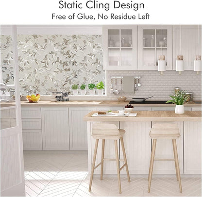 Window Privacy Film, Cling Privacy Sticker, Stained Glass Window Film, Removable Anti-UV Window Cling Vinyl 3D Decals for Home Decor