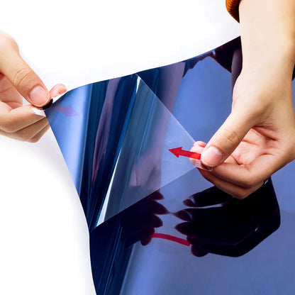One Way Window Privacy Film Tint for Home, Sun Heat UV Blocking Control Reflective Adhesive Mirror Tint See Out Not in Office Door Covering,Ink Blue