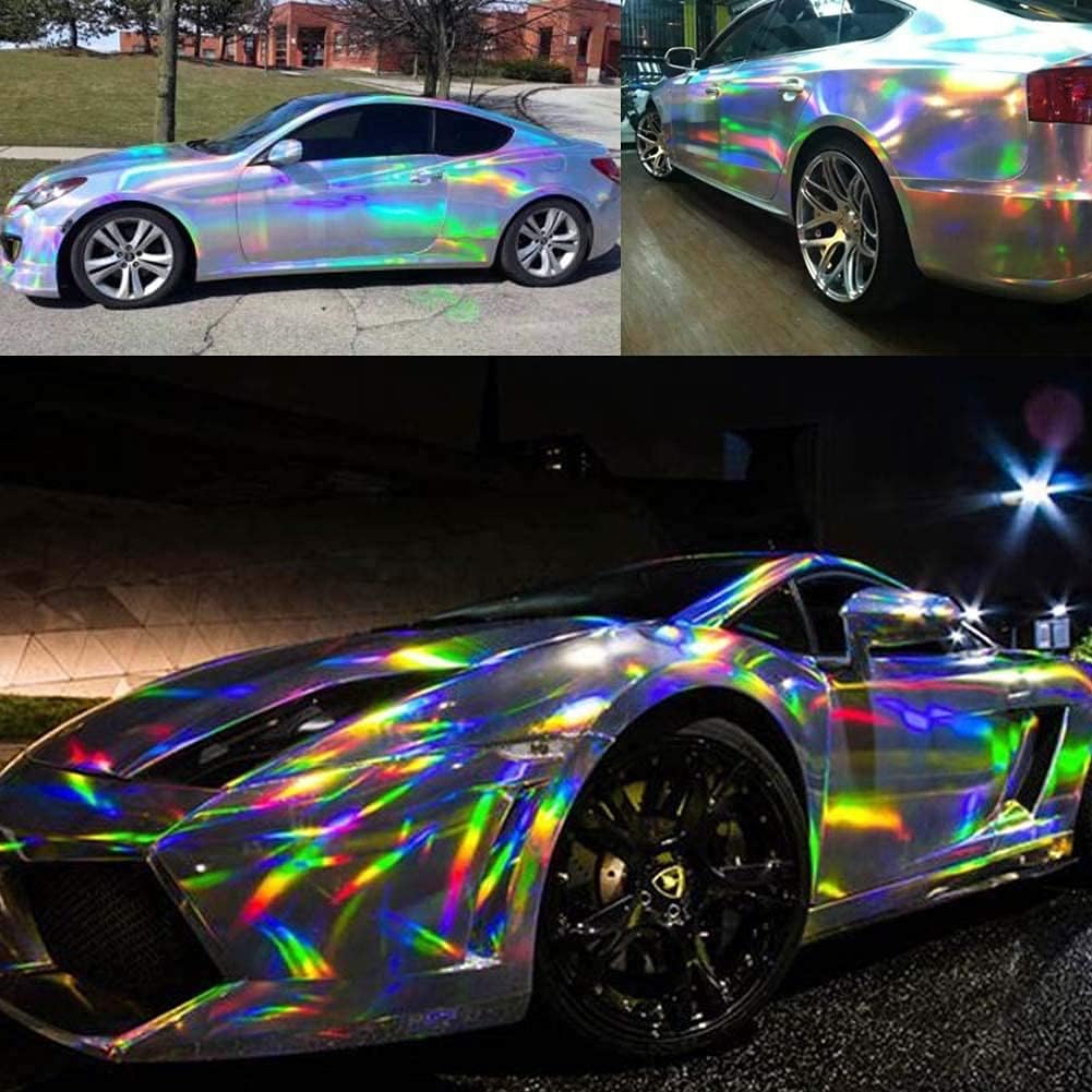Holographic Glossy Car Wrap Adhesive Film Automotive Vinyl Sticker for Cars Motorcycle DIY Detailing Paper Air Release Decal