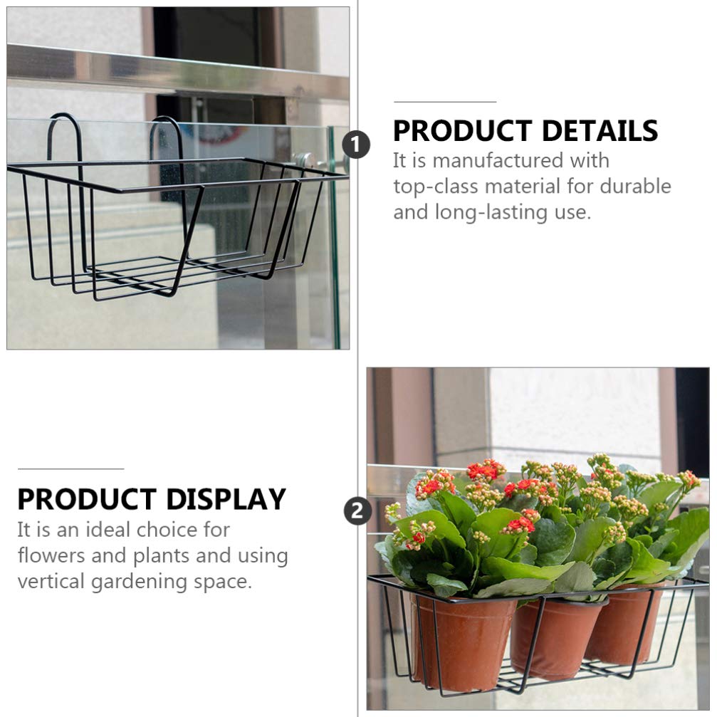 Railing Planter Holders Round Iron Hanging Fence Pot Basket, Over The Rail Indoor Outdoor Plant