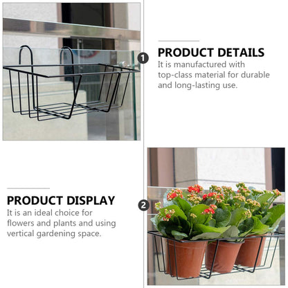 Railing Planter Holders Round Iron Hanging Fence Pot Basket, Over The Rail Indoor Outdoor Plant