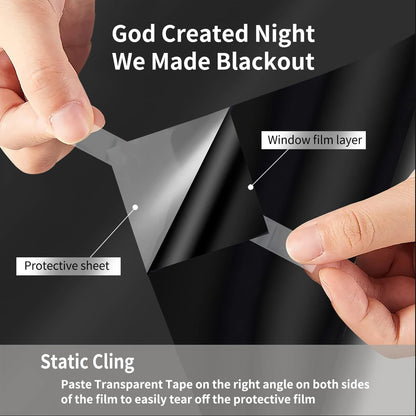 Blackout Window Privacy Film Total Light Blocking Room Darkening Window Covering, Removable Frosted Glass Tint, Adhesive