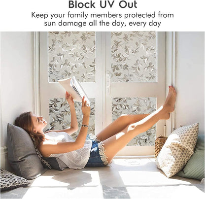 Window Privacy Film, Cling Privacy Sticker, Stained Glass Window Film, Removable Anti-UV Window Cling Vinyl 3D Decals for Home Decor