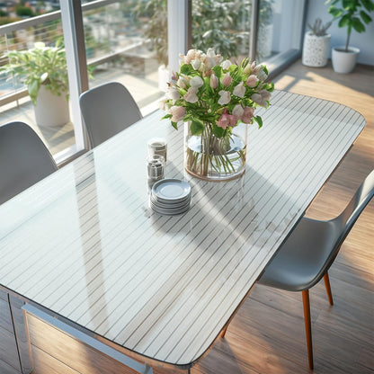 Window Privacy Film – Frosted Stripe Semi-Private Decorative Tint for Office, Door, Home Use, No Glue Removable Design