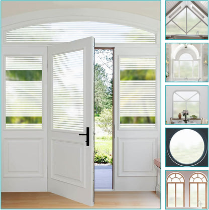 Window Privacy Film – Frosted Stripe Semi-Private Decorative Tint for Office, Door, Home Use, No Glue Removable Design