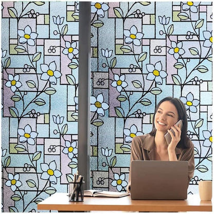 Stained Glass Window Film, Window Clings, Window Privacy Film  Clings 3D Decorative Colorful Glass Decals