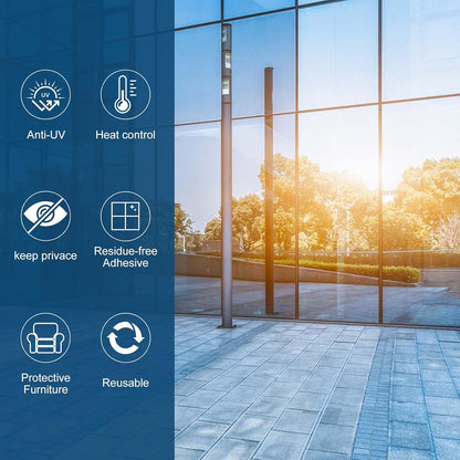 Window Privacy Film One Way Daytime Privacy Sun Blocking Anti UV Reflective Window Tint for Home and Office,Blue