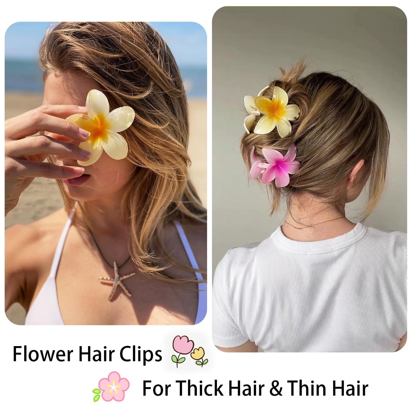 Flower Hair Claw Clips for Women Plumeria Claw 4Pcs