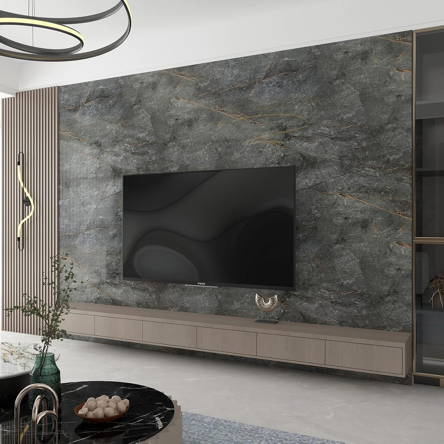 Marble Waterproof Peel and Stick Wallpaper 24 Inch x 78 Inch Oil-Proof for Home Decor Kitchen, Bathroom