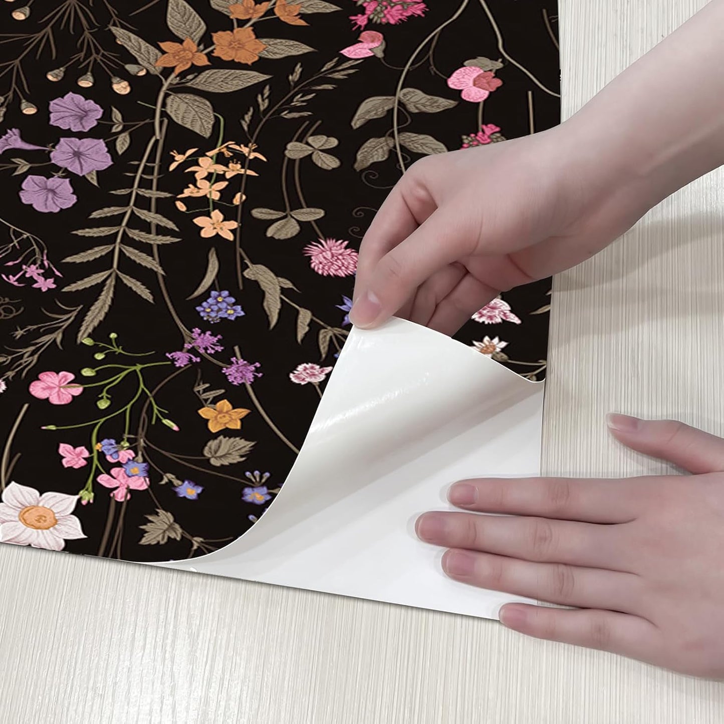 Floral Peel and Stick Self Adhesive Wallpaper for Bedroom, Living Room, Kitchen Decor Wall Sticker Removable Flower Contact Paper