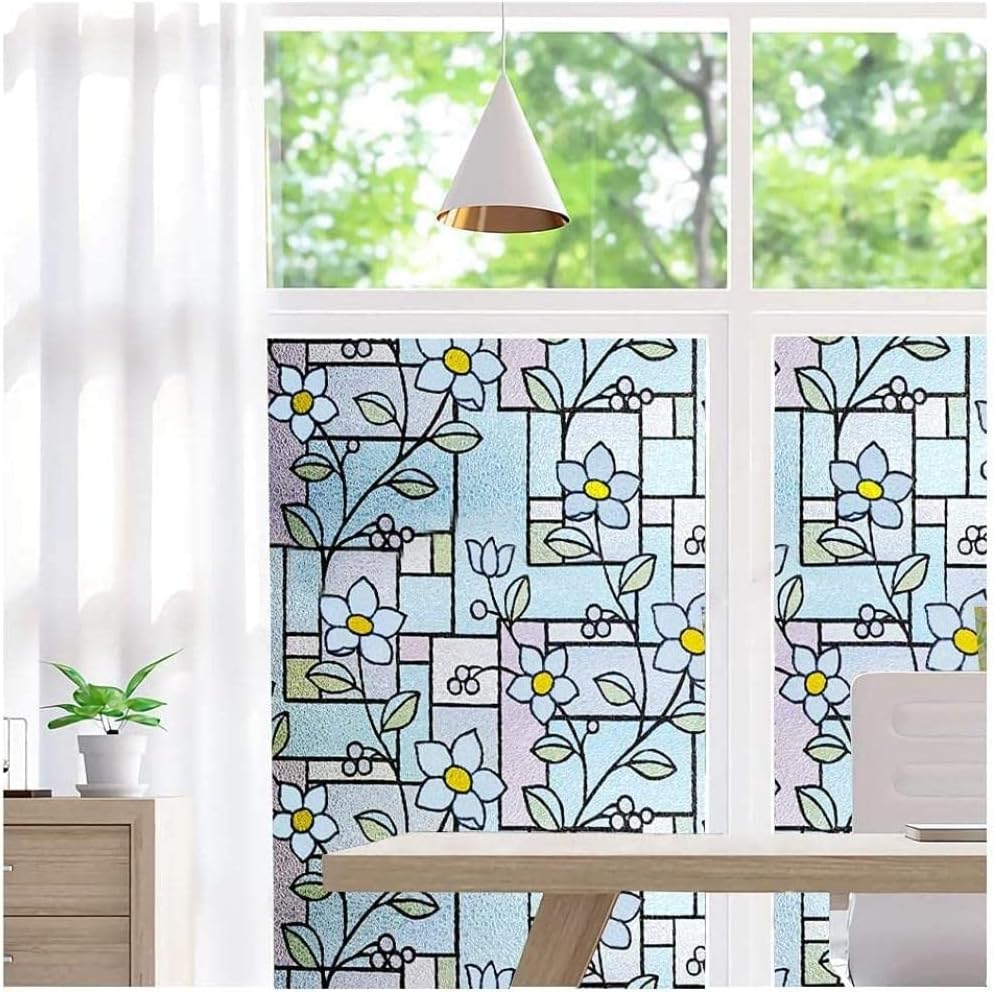 Stained Glass Window Film, Window Clings, Window Privacy Film  Clings 3D Decorative Colorful Glass Decals