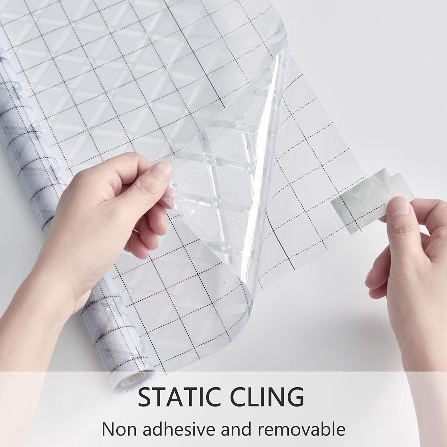 Window Privacy Film Decorative Frosted Glass Window Film, Sun Blocking Stained Glass Clings, Static Cling Removable Stickers for Home Door Coverings, Lattice Pattern