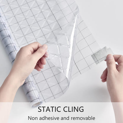 Window Privacy Film Decorative Frosted Glass Window Film, Sun Blocking Stained Glass Clings, Static Cling Removable Stickers for Home Door Coverings, Lattice Pattern