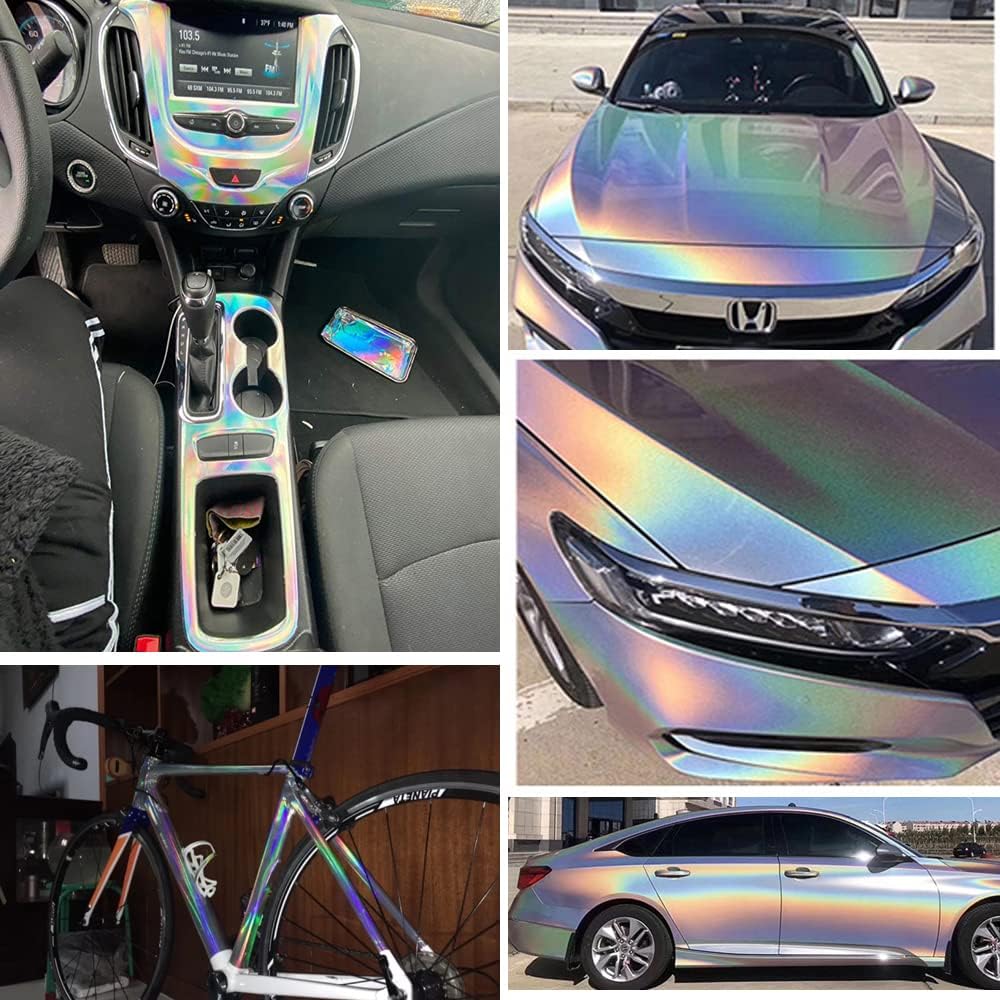 Holographic Glossy Car Wrap Adhesive Film Automotive Vinyl Sticker for Cars Motorcycle DIY Detailing Paper Air Release Decal