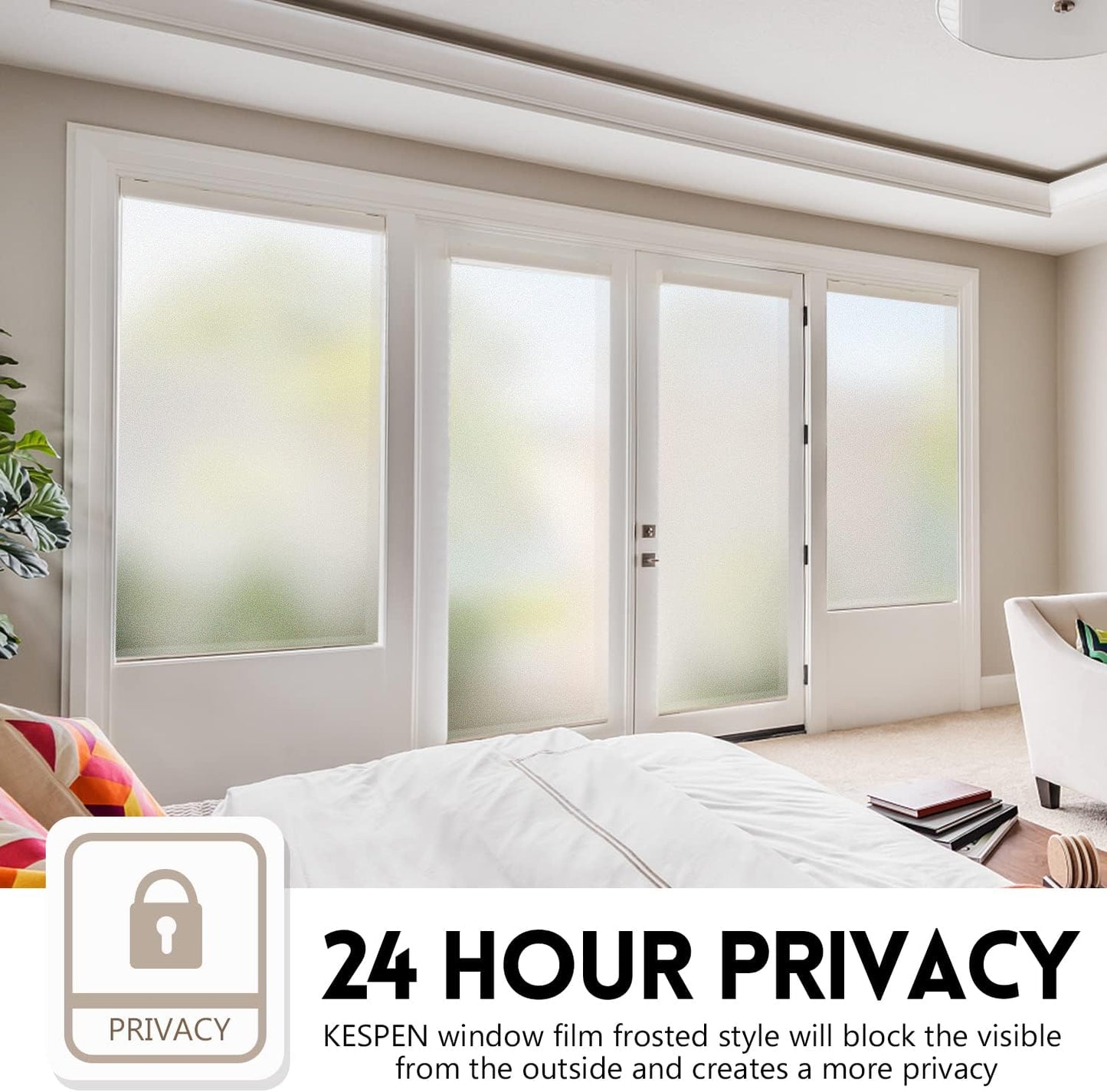 Frosted Window Privacy Film Heat Control UV Blocking Door coverings for Bathroom Home Office