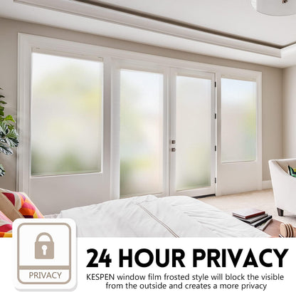 Frosted Window Privacy Film Heat Control UV Blocking Door coverings for Bathroom Home Office