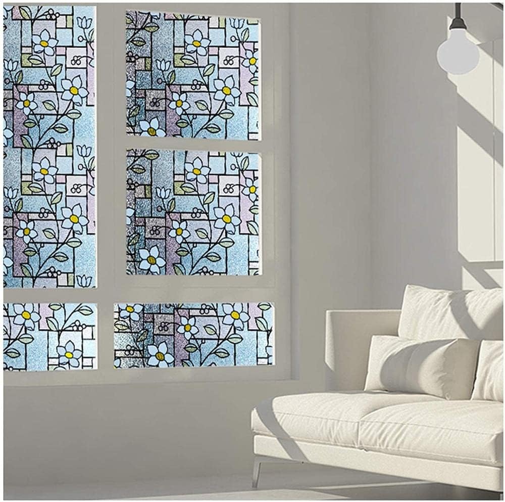 Stained Glass Window Film, Window Clings, Window Privacy Film  Clings 3D Decorative Colorful Glass Decals
