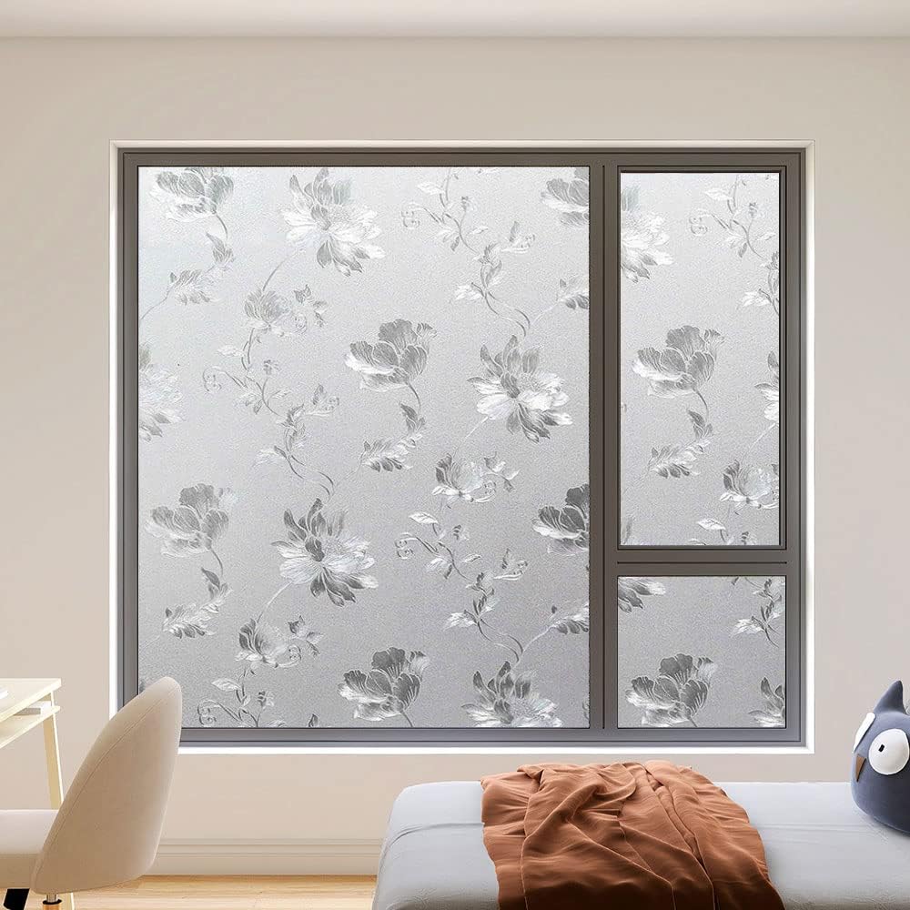 Window Film, Decorative Window Privacy Film, 3D Stained Glass Window Sticker,Anti-UV Sun Blocker Heat Control for Home