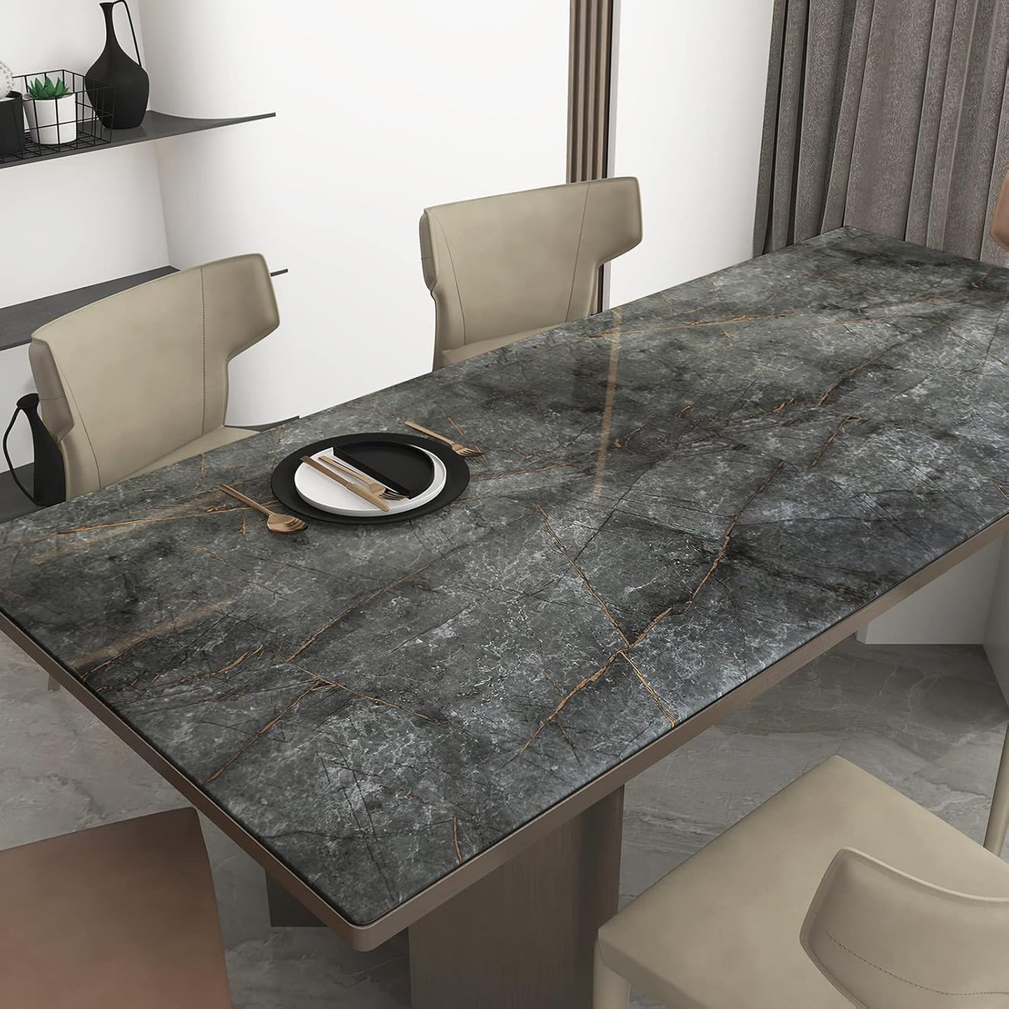 Marble Waterproof Peel and Stick Wallpaper 24 Inch x 78 Inch Oil-Proof for Home Decor Kitchen, Bathroom