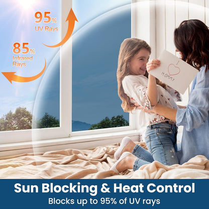 Window Privacy Film One Way Daytime Privacy Sun Blocking Anti UV Reflective Window Tint for Home and Office,Blue