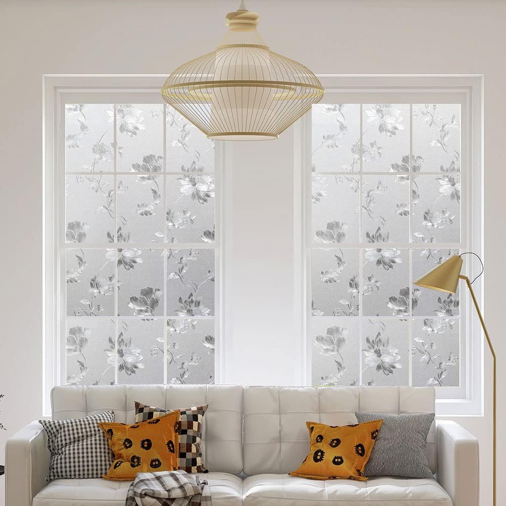 Window Film, Decorative Window Privacy Film, 3D Stained Glass Window Sticker,Anti-UV Sun Blocker Heat Control for Home