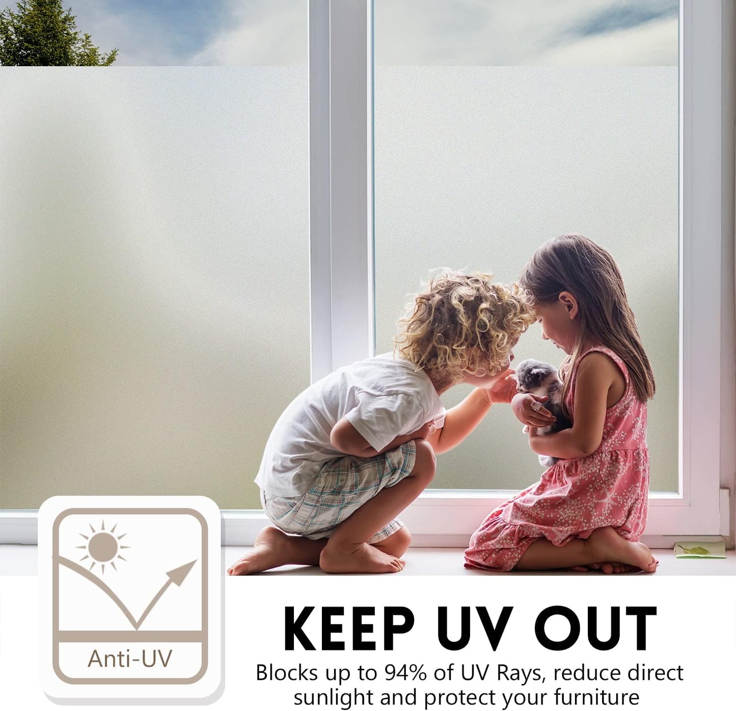 Frosted Window Privacy Film Heat Control UV Blocking Door coverings for Bathroom Home Office