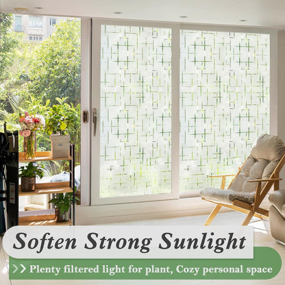 Window Privacy Film Decorative Frosted Glass Window Film, Sun Blocking Stained Glass Clings, Static Cling Removable Stickers for Home Door Coverings
